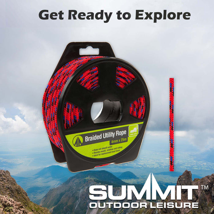 25M Utility Rope With Casing Waterproof Mould Resistant 4mm x 25m Red X 1