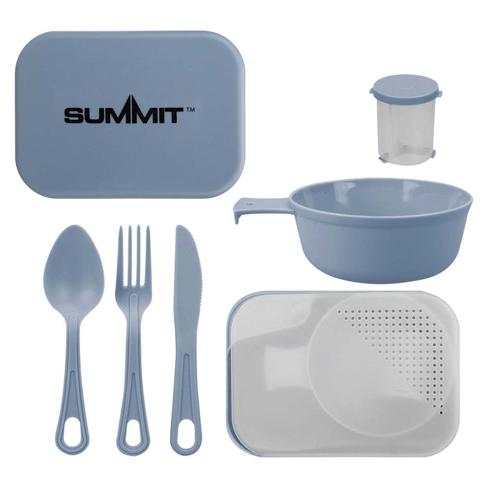 Summit Mess Set Cutlery, Chop Board, Spice Pot Bowl & Mug Blue