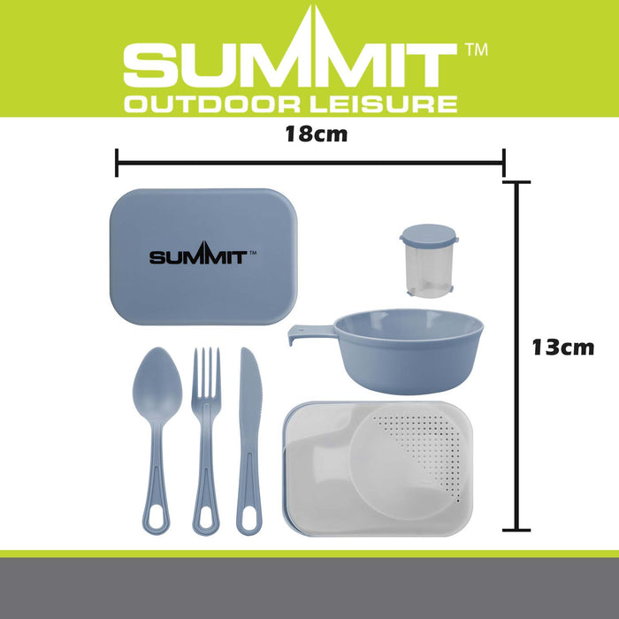 Summit Mess Set Cutlery, Chop Board, Spice Pot Bowl & Mug 13cm x 18cm Blue X 1
