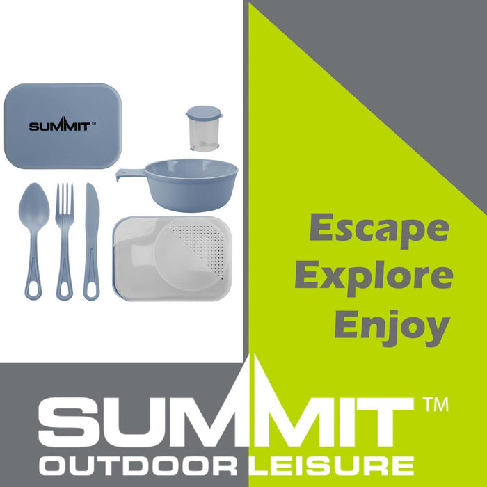 Summit Mess Set Cutlery, Chop Board, Spice Pot Bowl & Mug Blue