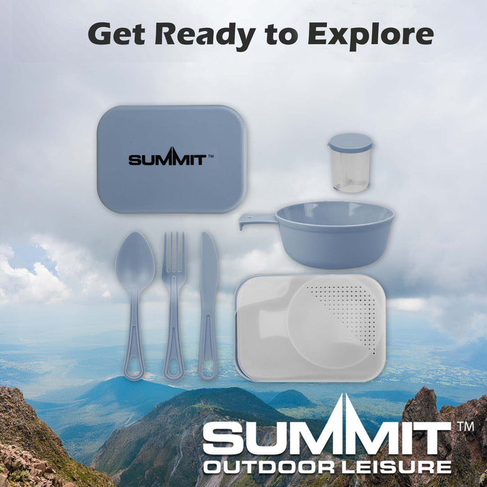 Summit Mess Set Cutlery, Chop Board, Spice Pot Bowl & Mug 13cm x 18cm Blue X 1
