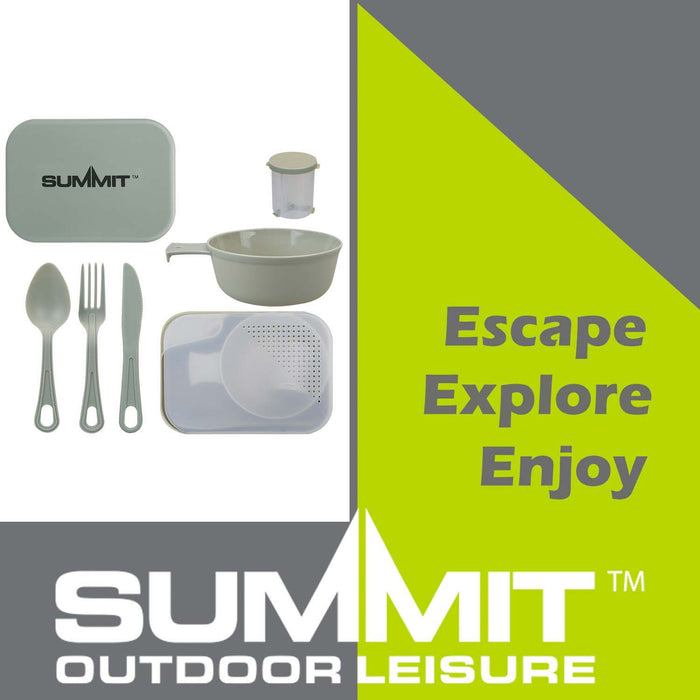 Summit Mess Set Cutlery, Chop Board, Spice Pot Bowl & Mug Green