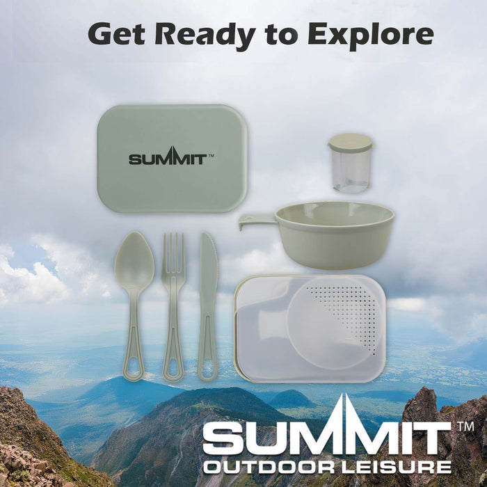 Summit Mess Set Cutlery, Chop Board, Spice Pot Bowl & Mug 13cm x 18cm Green X 1