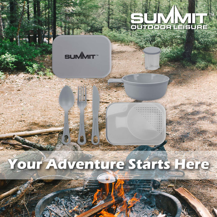 Summit Mess Set Cutlery, Chop Board, Spice Pot Bowl & Mug Grey