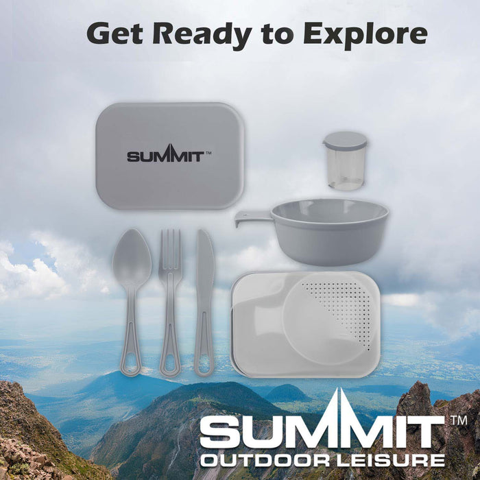 Summit Mess Set Cutlery, Chop Board, Spice Pot Bowl & Mug 13cm x 18cm Grey X 1