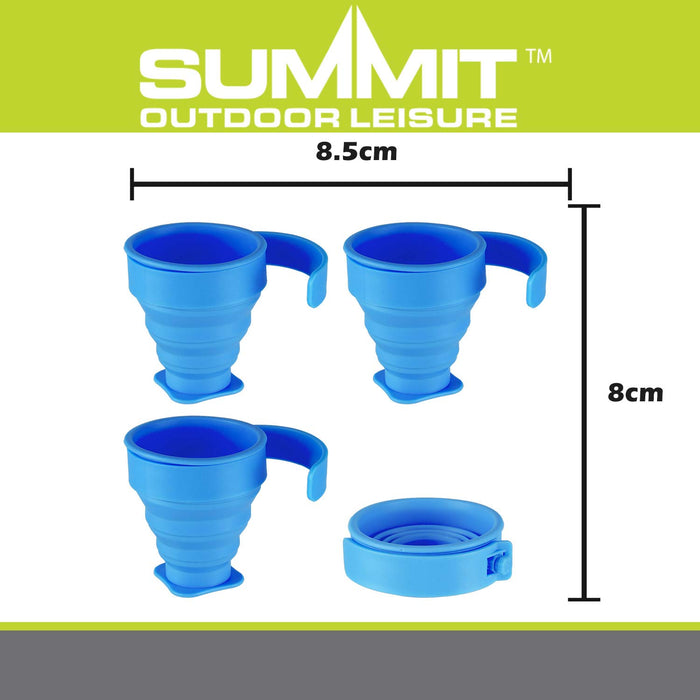 Folding Mugs 4 X Silicone Drinking Cups 8cm x 8. 5cm Blue X 1 Pack of 4