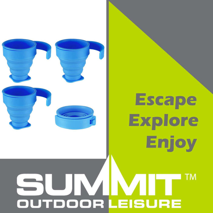 Folding Mugs 4 X Silicone Drinking Cups Blue Pack of