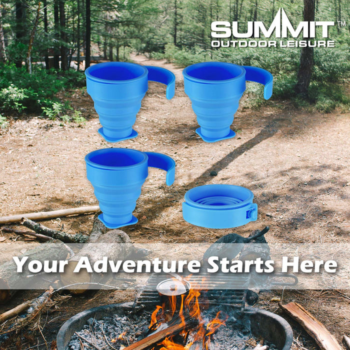 Folding Mugs 4 X Silicone Drinking Cups Blue Pack of