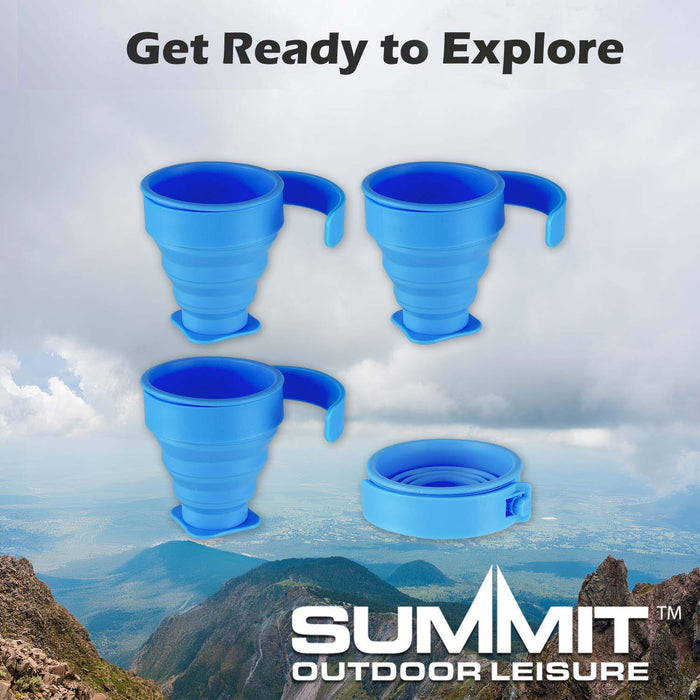 Folding Mugs 4 X Silicone Drinking Cups 8cm x 8. 5cm Blue X 1 Pack of 4