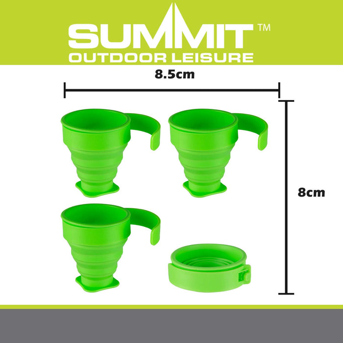 Folding Mugs 4 X Silicone Drinking Cups Green Pack of