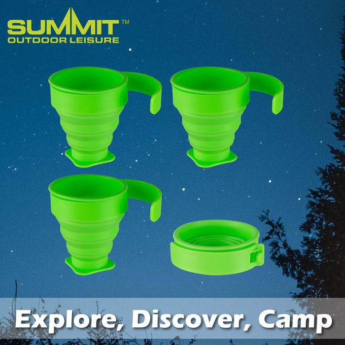 Folding Mugs 4 X Silicone Drinking Cups Green Pack of