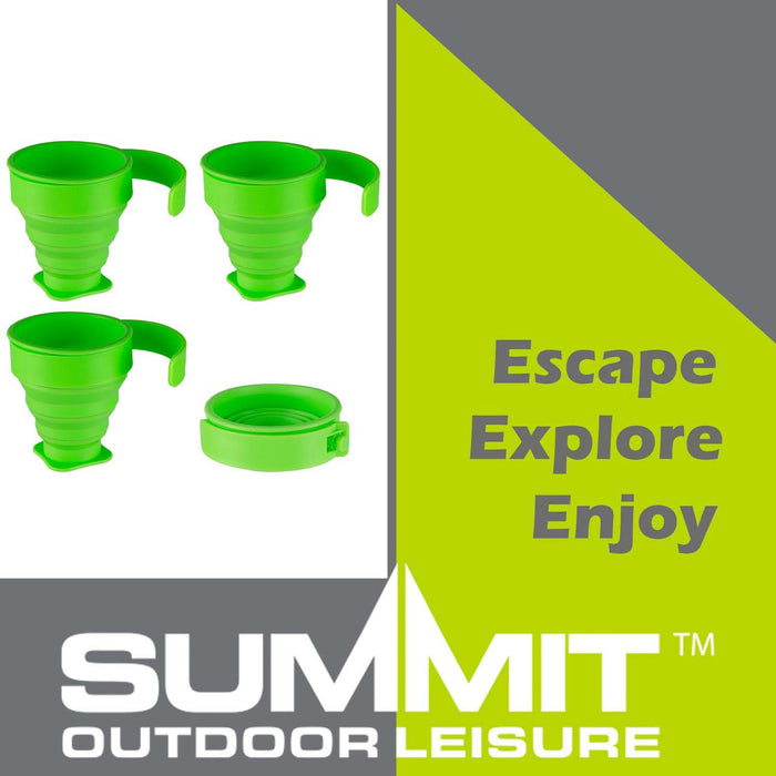 Folding Mugs 4 X Silicone Drinking Cups Green Pack of