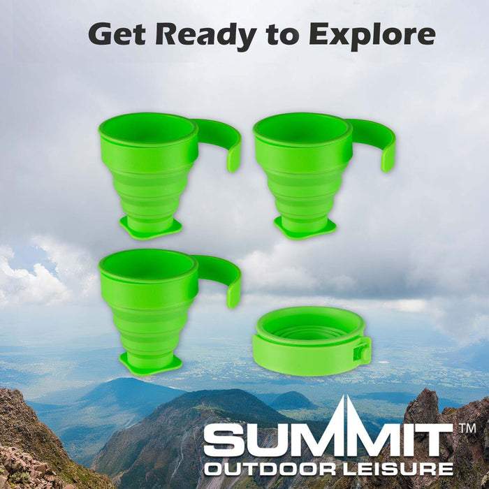 Folding Mugs 4 X Silicone Drinking Cups 8cm x 8. 5cm Green X 1 Pack of 4