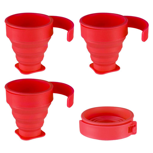 Folding Mugs 4 X Silicone Drinking Cups 8cm x 8. 5cm Red X 1 Pack of 4