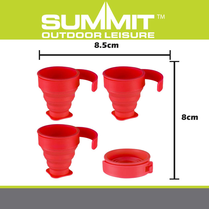 Folding Mugs 4 X Silicone Drinking Cups 8cm x 8. 5cm Red X 1 Pack of 4