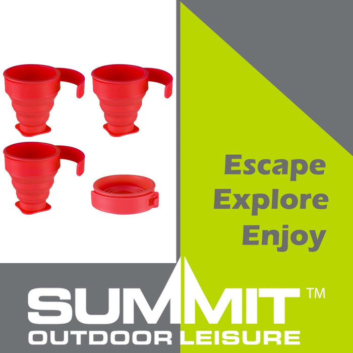 Folding Mugs 4 X Silicone Drinking Cups 8cm x 8. 5cm Red X 1 Pack of 4