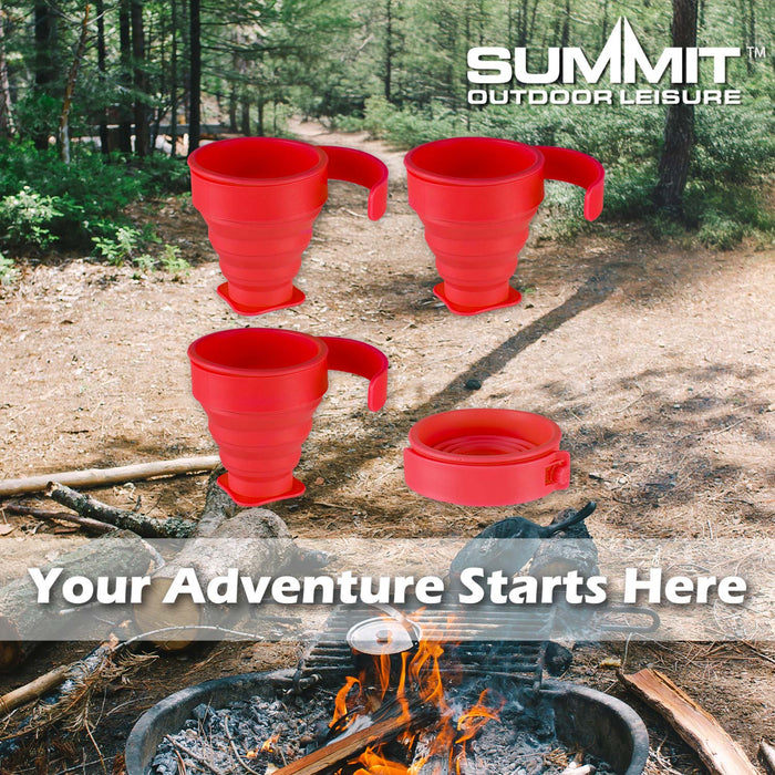 Folding Mugs 4 X Silicone Drinking Cups 8cm x 8. 5cm Red X 1 Pack of 4