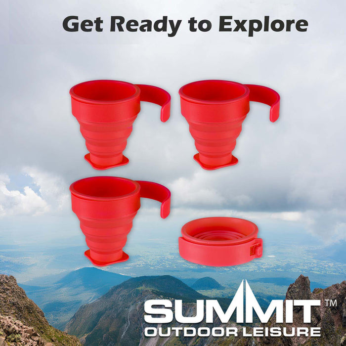 Folding Mugs 4 X Silicone Drinking Cups 8cm x 8. 5cm Red X 1 Pack of 4