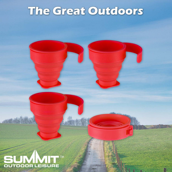 Folding Mugs 4 X Silicone Drinking Cups 8cm x 8. 5cm Red X 1 Pack of 4