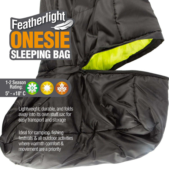 Wearable Sleeping Bag Black Adults Small/Medium Featherlite