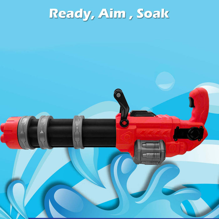 Electric Gatling Water Gun Pistol Automatic Battery Powered 22cm x 50cm Red X 1