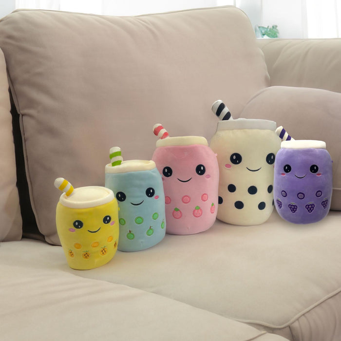 Boba Tea Soft Toy White Bubble Plush Pillow, Cute Apple