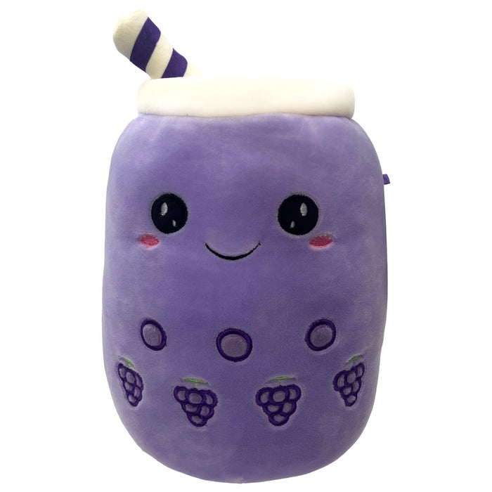 Boba Tea Soft Toy Purple Bubble Plush Pillow, Cute Grape