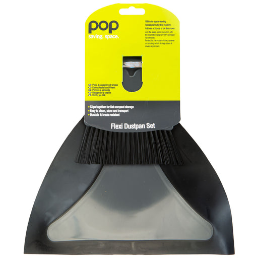 Pop Black Dustpan & Brush Flexi Set