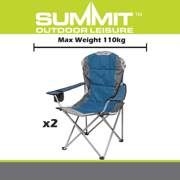 Blue Berkley Padded Chair High Back Relaxer Indigo - Camping Pack of 2