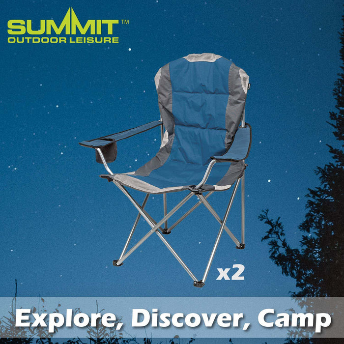 Blue Berkley Padded Chair High Back Relaxer Indigo - Camping Pack of 2