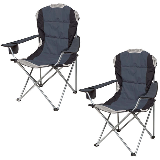 High Back Folding Camping Chair | 2 Set |Carry Bag  | Slate Grey