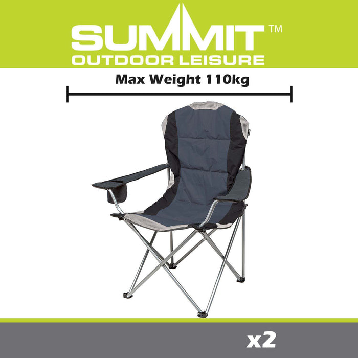 Grey Berkley Padded Chair High Back Relaxer Indigo - Camping Pack of 2