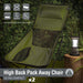 High Back Folding Camping Chair | 2 Set |Carry Bag | Forest Green
