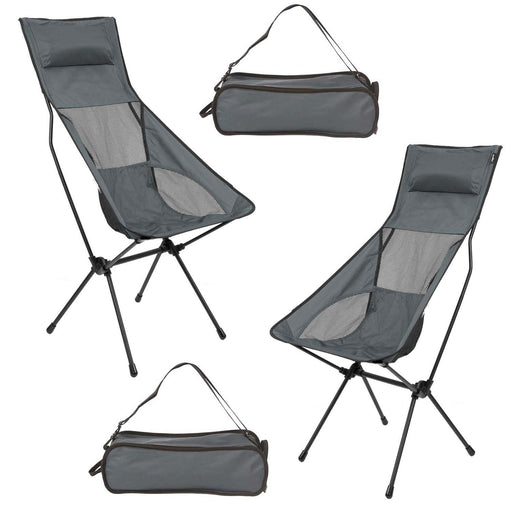 High Back Folding Camping Chair | 2 Set |Carry Bag  | Slate Grey