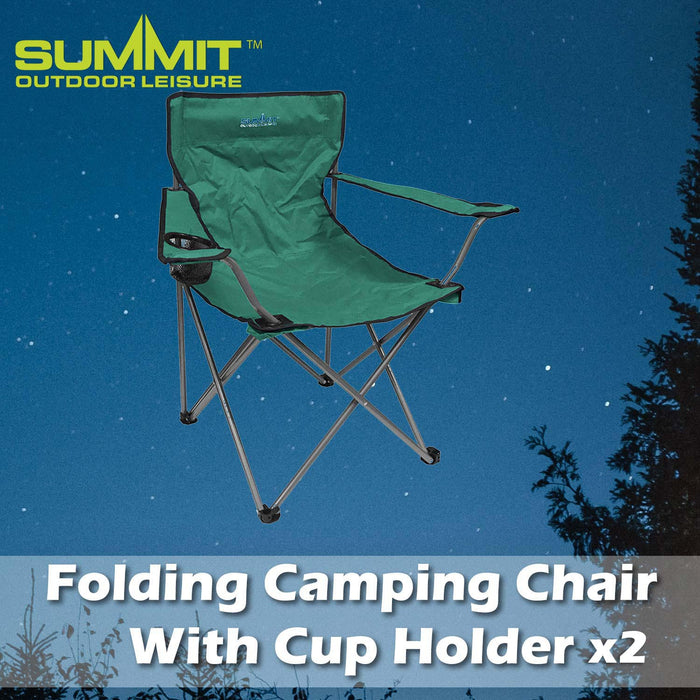Folding Camping Chair With Cup Holder Pack Away 51cm x 81cm Pack of 2