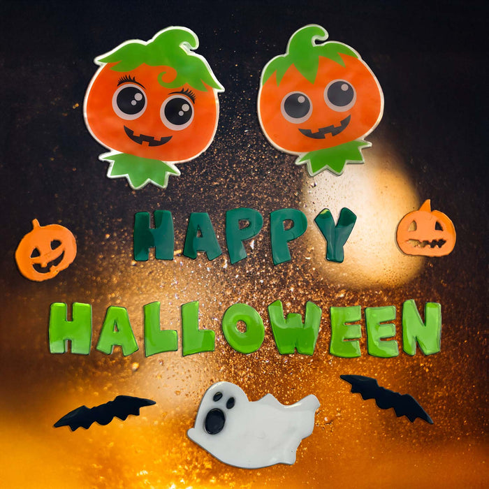 The Boo Crew Halloween Gel Window Stickers Pumpkin Wall Decoration