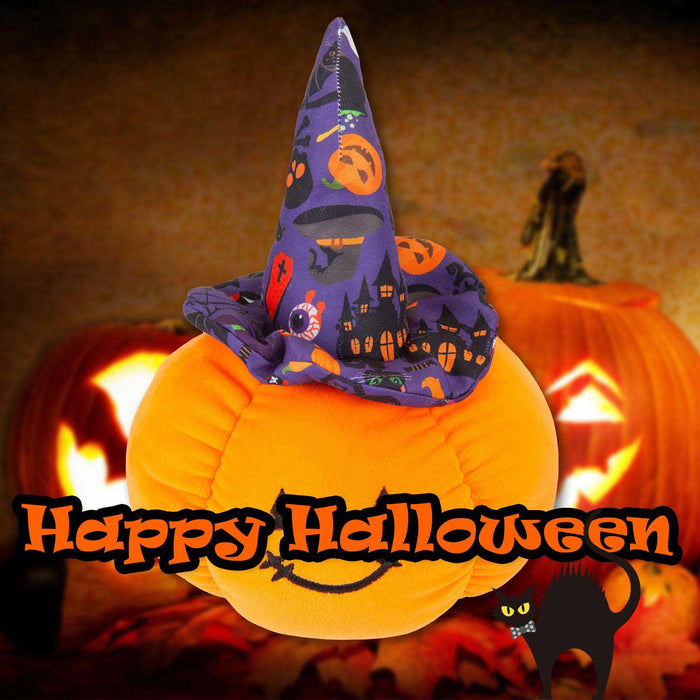 Pumpkin Soft Toy Witches Hat Halloween 23cm x 16cm Purple X 1