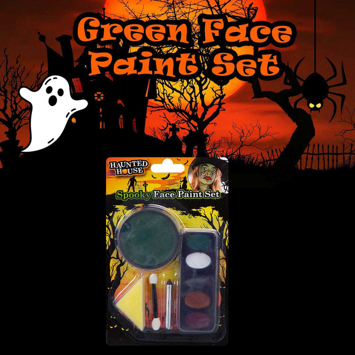 Green Face Paint Set Halloween Decoration 21cm x 13cm Green X 1