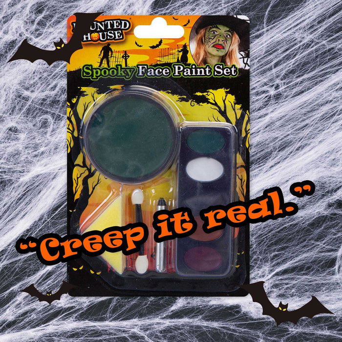 Green Face Paint Set Halloween Decoration 21cm x 13cm Green X 1