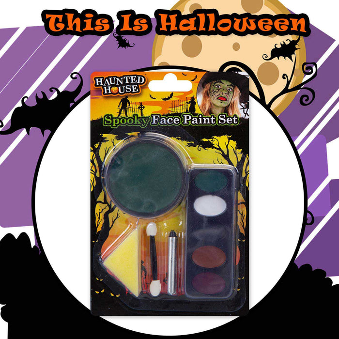Green Face Paint Set Halloween Decoration 21cm x 13cm Green X 1