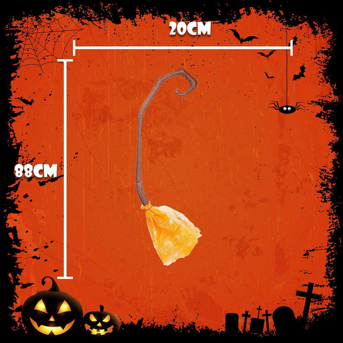 Crooked Witches Broom Halloween Fancy Dress 88cm x 20cm Orange X 1