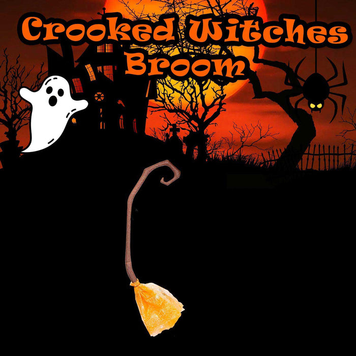 Crooked Witches Broom Halloween Fancy Dress 88cm x 20cm Orange X 1