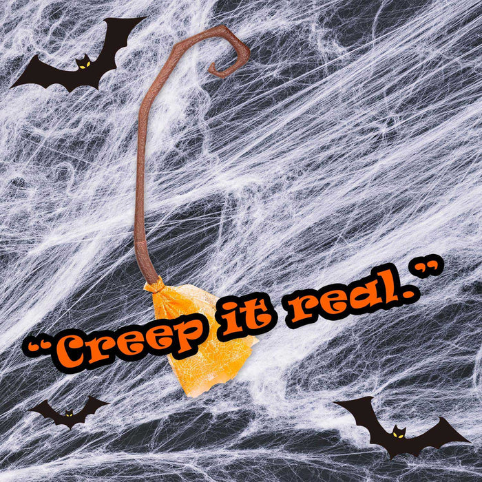 Crooked Witches Broom Halloween Fancy Dress 88cm x 20cm Orange X 1