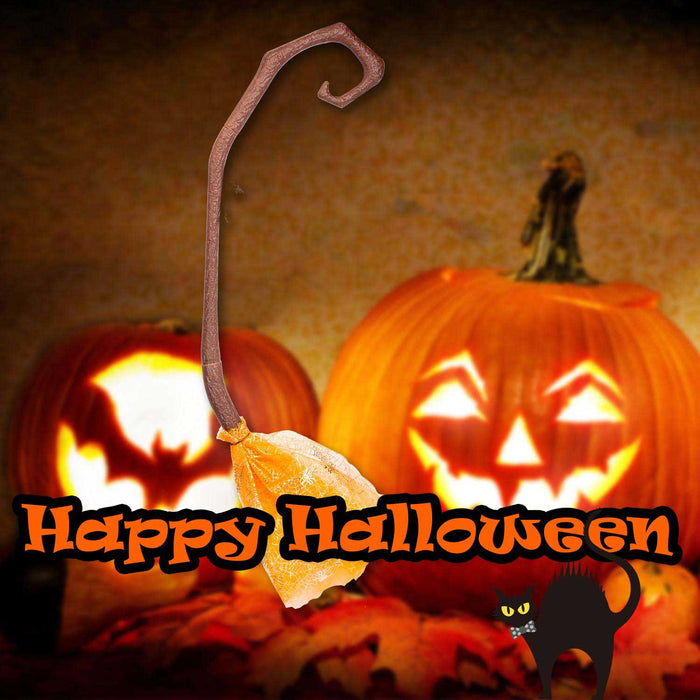 Crooked Witches Broom Halloween Fancy Dress 88cm x 20cm Orange X 1