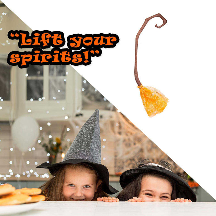 Crooked Witches Broom Halloween Fancy Dress 88cm x 20cm Orange X 1