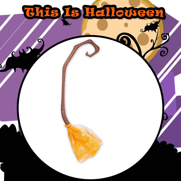 Crooked Witches Broom Halloween Fancy Dress 88cm x 20cm Orange X 1