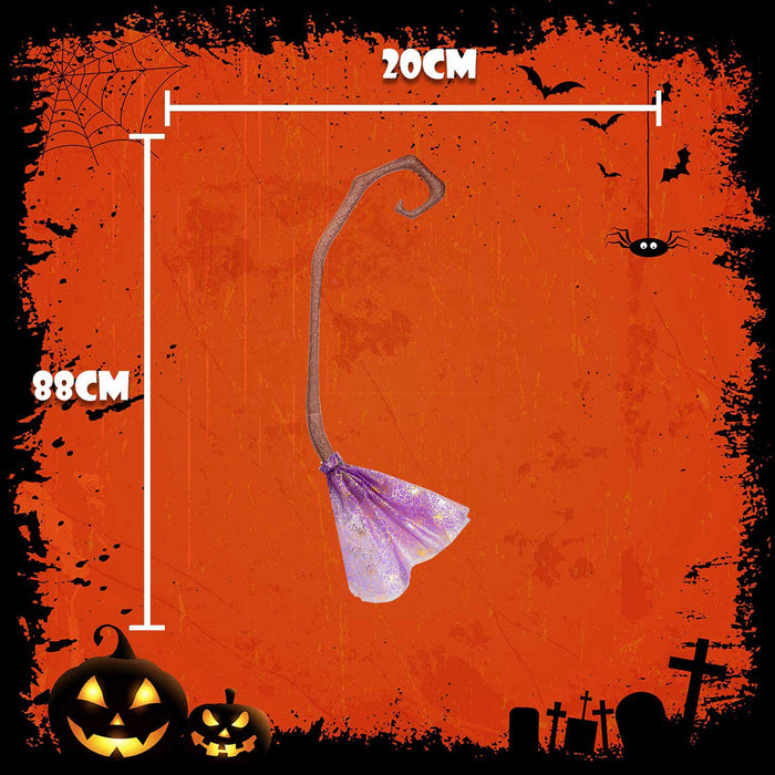 Crooked Witches Broom Halloween Fancy Dress 88cm x 20cm Purple X 1