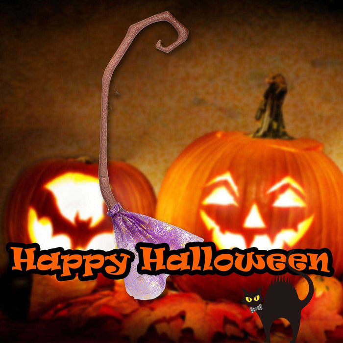 Crooked Witches Broom Halloween Fancy Dress 88cm x 20cm Purple X 1