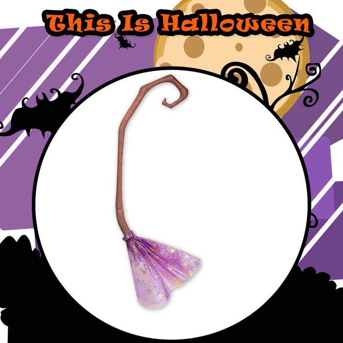 Crooked Witches Broom Halloween Fancy Dress 88cm x 20cm Purple X 1