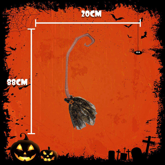 Crooked Witches Broom Halloween Fancy Dress 88cm x 20cm Black X 1